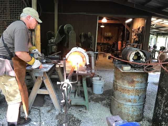 Knife Billet in Gas Forge